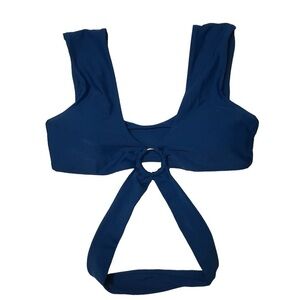 Shein - Blue Bikini Top, Thick Straps, Center Ring and Added Body Loop - Size S